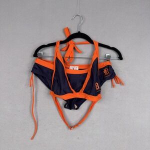 Detroit Tigers Bikini Womens Large Navy Orange MLB Baseball Swimwear Two Piece